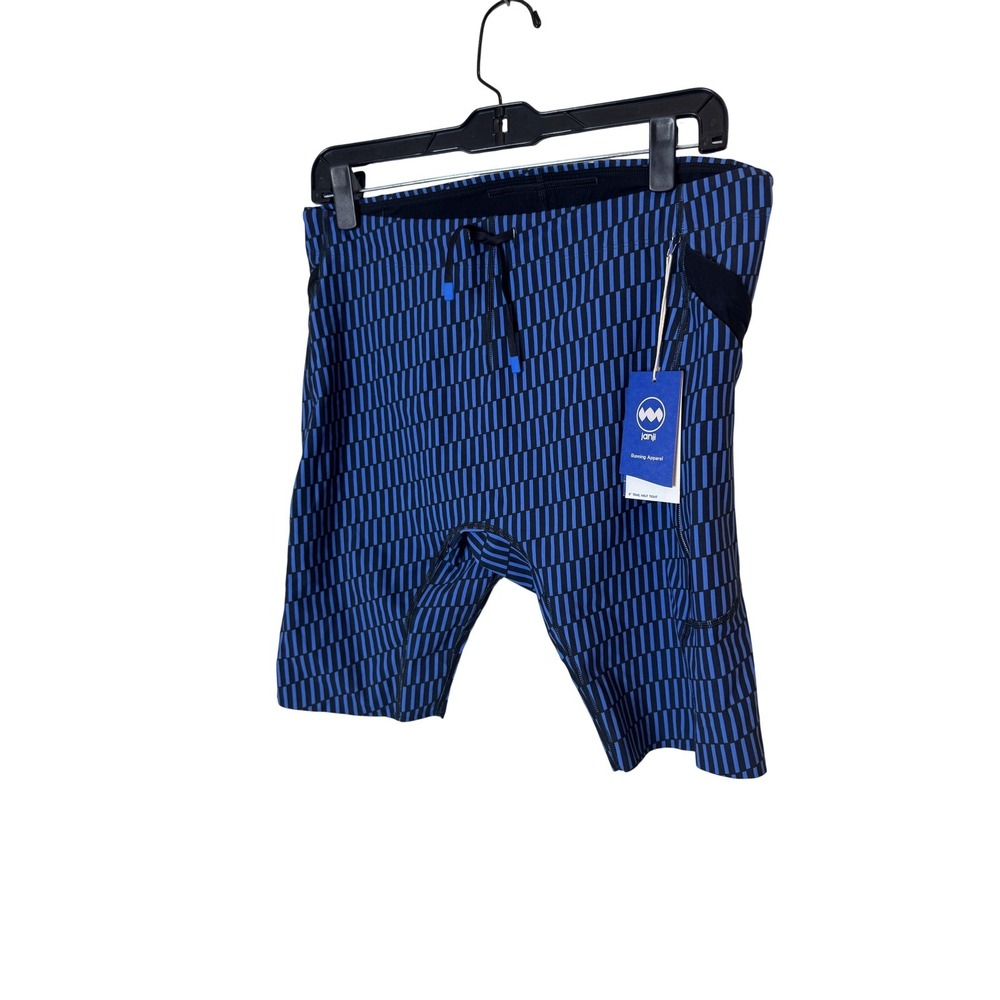 Janji Trail Half Tight Shorts Mens Large Blue 8 Inch Running Compression Pockets